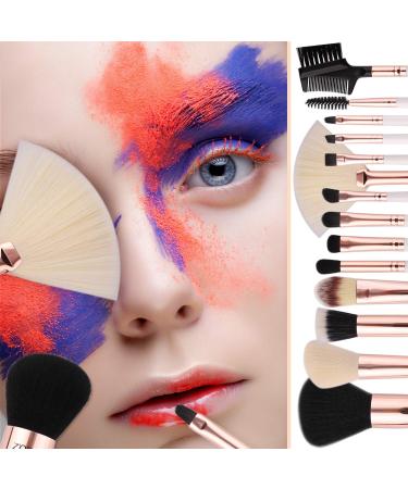 ZOREYA 15pcs Rose Gold Makeup Brushes Set - Professional Luxury Synthetic Brushes for Foundation, Powder, Concealers, Eye Shadows - Includes Vegan Leather Bag - Buy Online on GoSupps.com