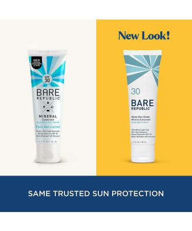 Bare Republic Mineral Gel Sunscreen SPF 30 Face Lotion - Light & Hydrating Skin Care 1.7 Fl Oz - Buy Online on GoSupps.com