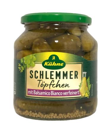 Khne Schlemmertpfchen Mild-Spicy Gherkins with Balsamico Bianco 6-Pack (6x300g) | Extra Crunchy & Delicious International Shipping - Buy Online on GoSupps.com
