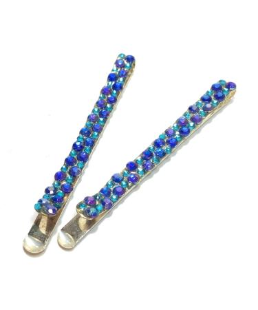 niavida 2 x hair clip with trim sea blue approx. 6 cm blue hair clip hair slider