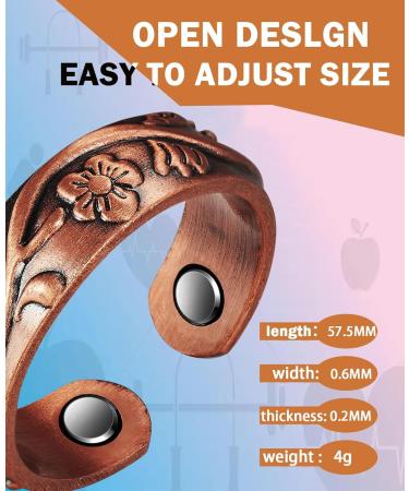 Wollet Magnetic Copper Ring for Women - Adjustable Arthritis Relief Flower Design (CPR-0937) | International Shipping Available - Buy Online on GoSupps.com