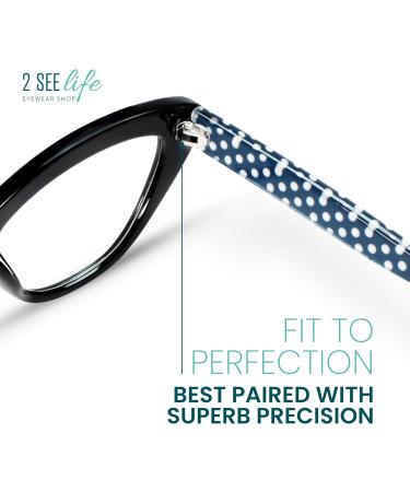 Black Polka Dot Cat Eye Reading Glasses for Women - Stylish 1.0 Readers with Comfy Spring Hinges - Durable & Perfect Fit for All Face Shapes - Buy Online on GoSupps.com