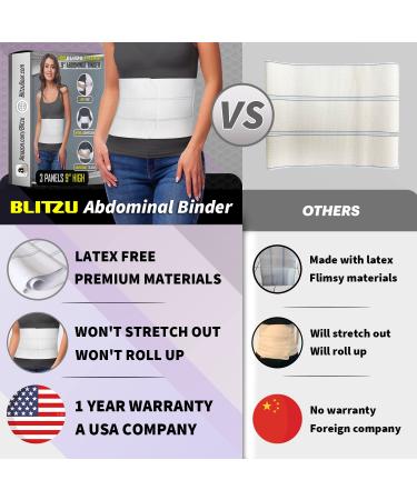 BLITZU 9 Panel Postpartum Belly Band Stomach Abdominal Binder | Compression Wrap Support Belt for Surgery Recovery, C-Section, and Hernia | L-XL (Waist Size 43-60) - Buy Online on GoSupps.com