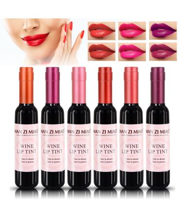 BKPPLZP Wine Lip Tint 6 Colors Wine Lip Gloss Set Wine Liquid Lipstick Liquid Wine Lip Gloss Matte Lip Stain Long Lasting Waterproof Matte Lip Gloss Set Creates Natural Moisturizing Lip Gloss Easily Set C