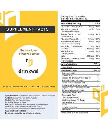 WELESSENTIALS Liver Support Supplement - 90 Vegetarian Capsules with Organic Milk Thistle, Burdock, Vitamin C - Gluten-Free - Buy Online on GoSupps.com