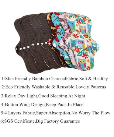 Yixing Heavy Flow Bamboo Charcoal Menstrual Pad Set - Reusable & Waterproof - Buy Online on GoSupps.com
