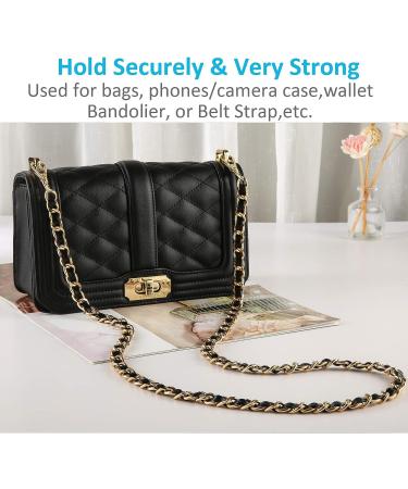 UTreers Crossbody Bag Chain Strap - 47.2 Gold & Black Leather Replacement Handbag Chain - Buy Online on GoSupps.com