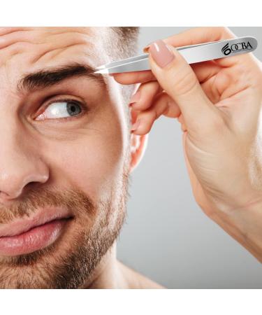 OCBA Professional Silver-Colored Stainless Steel Tweezers for Eyebrows - 4-Piece Set for Men & Women Precision Hair Care - Buy Online on GoSupps.com