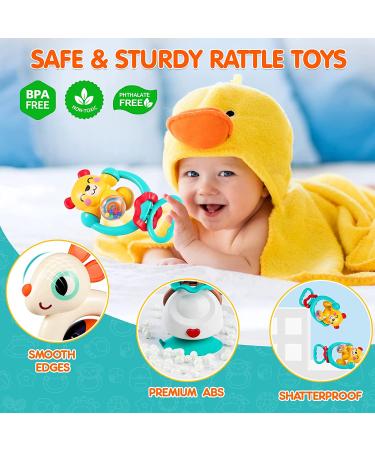 Baby Toys Set: 3 High Chair Suction Rattle & Sensory Development Tray - Ages 6-12 Months to 2 Years - Buy Online on GoSupps.com