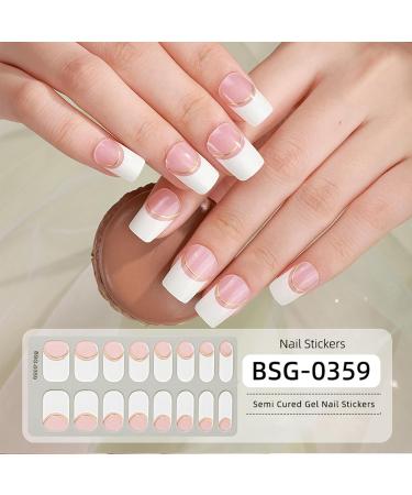 Semi Cured Gel Nails Strips 16 Stickers Nail Wraps Long Lasting Gel Nail Stickers with Soft Glossy Gel Finish Salon-Quality Gel Nail Strips for Nails French Tip Manicure UV/LED Lamp Required - Buy Online on GoSupps.com