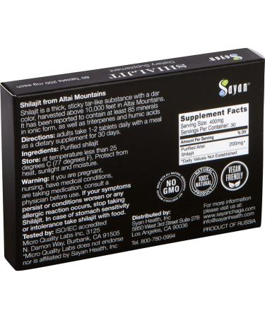 Sayan Pure Shilajit Black Resin Mineral Tablets - 60 Organic Drops, Immune Support & Energy Boost - Buy Online on GoSupps.com