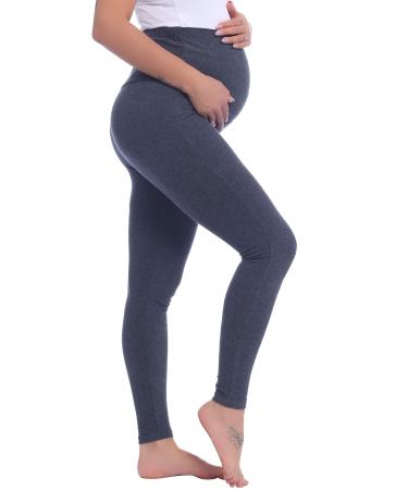 Amorbella Maternity Leggings Over Bump Cotton Soft Pants Yoga Pajama L Dark Grey