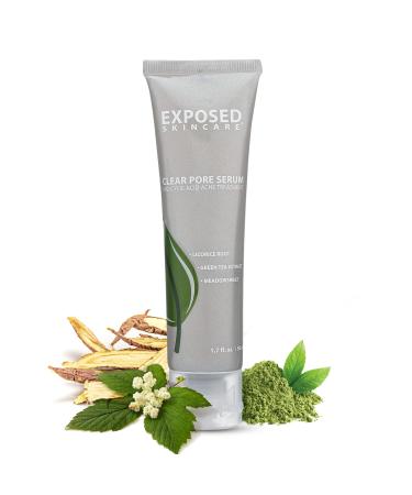 Exposed Skin Care Clear Pore Serum - Pore Minimizer for Face with 1% Salicylic Acid  Green Tea  Licorice Root - Fast-Acting Acne Skin Care Treatment - Tighten  Shrink Pores for Clear Skin
