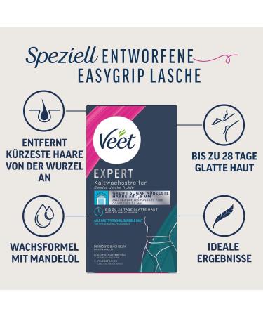 Veet Cold Wax Strips for Bikini & Armpits - 16 Pack for Normal Skin | Worldwide Shipping - Buy Online on GoSupps.com