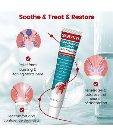SERYNTH Hemorrhoid & Fissure Ointment Hemorrhoid Treatment and Hemorrhoid Cream Fast Acting Relief of Pain Swelling Burning and Itching (0.7 oz.) - Buy Online on GoSupps.com