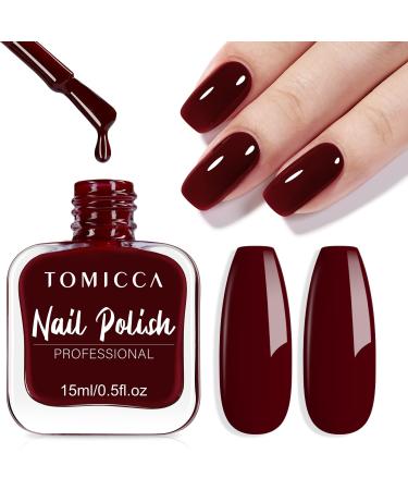 TOMICCA Nail Polish Quick Dry Burgundy Red Nail Polish Long Lasting Wine Red Cherry Red Nail Polish for DIY Salon Manicure at Home 15ml