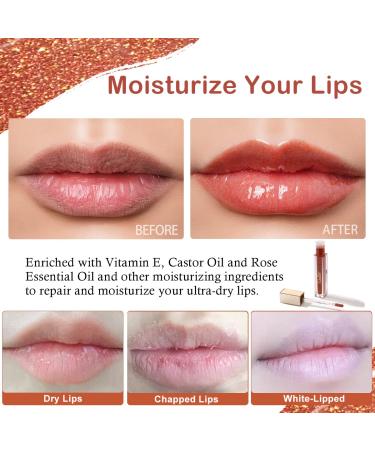 Oulac Glitter Vegan Lip Gloss | Mirror Finish, Moisturizing Lip Oil | Non Sticky Gloss for Women | 4.5ml Trophy Boy(C02) Apricot - Buy Online on GoSupps.com