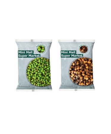 Minimall Super Market Combo Namkeen Pack of Whole 1 Kg Masala Peas + Whole 1 Kg Un Salted Bhuna Chana