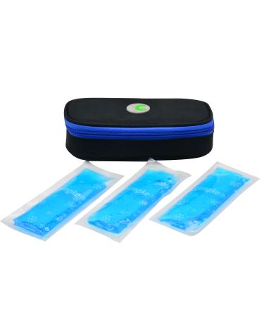 Insulin Cooler Travel Case Carrying Medication Insulated Cooling Bag Temperature Display Travel Cooler Case Black 3 Ice Packs