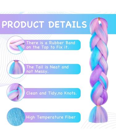 Benaewa Hair Braids Extensions Coloured Braiding Wig for Kids Women 4 Tone Mermaid Hair - Buy Online on GoSupps.com