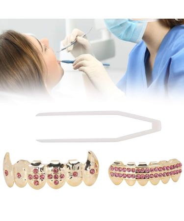 Gold Braces Set - Custom Fit Hip Hop & Punk Teeth Grillz | Metal Decoration Jewelry for Oral Care (Pink) - Buy Online on GoSupps.com