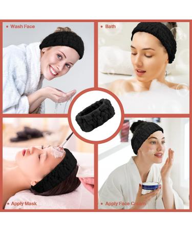 3-Piece Black Spa Face Headband Set for Makeup & Face Washing | Yoga Sport & Shower Elastic Hair Wrap for Women & Girls - Buy Online on GoSupps.com