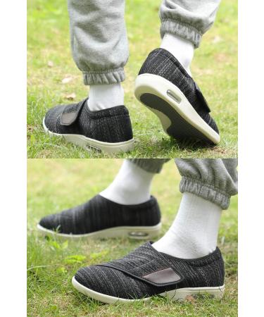 Grigobu Women's Diabetic Casual Walking Shoes - Wide Adjustable Velcro, Lightweight & Non-Slip - Black/Grey (Size 9.5-10) - Buy Online on GoSupps.com