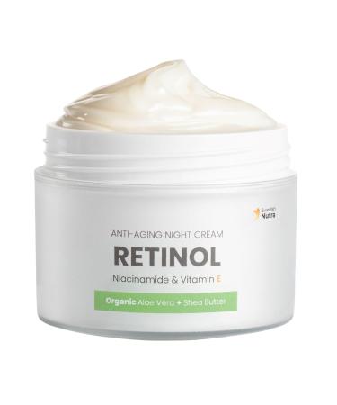 Swedish Nutra Anti-Aging Retinol Night Cream I Hydrated & Glowing Skin Treatment I Niacinamide Vitamin E Organic Aloe Vera Shea Butter I Made in Sweden - 50ml