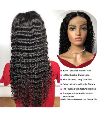 WENYU Deep Wave Transparent Lace Front Human Hair Wig - 150% Density Curly Lace Frontal Closure for Black Women - Buy Online on GoSupps.com