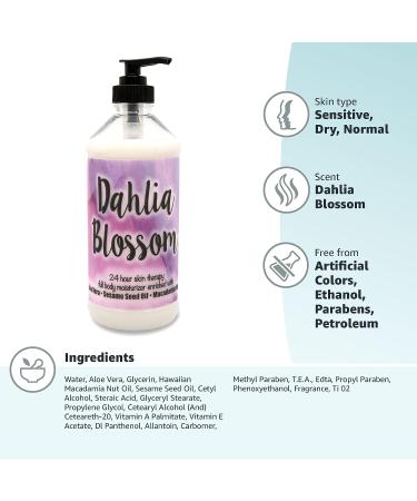 24-Hour Skin Therapy Lotion | Dahlia Blossom Fragrance | Paraben-Free | Made in USA | 16 oz Moisturizer with Aloe Vera - Buy Online on GoSupps.com