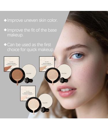  WRANBAO Luminous Cushion Foundation - Mushroom Head Cushioned CC Cream Long-Lasting Brightening BB Cream Makeup for All Skin Types Full Coverage Foundation (4pcs-Natural Color) - Buy Online on GoSupps.com