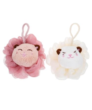 Healeved 2pcs Skin Cleaning Scrubber Bath Sponge Shower Sponge Cartoon Bath Loofah Bathroom Shower Loofah Bathing Skin Scrubber Funny Shower Loofah Miss Pe Bath Ball Korean Version