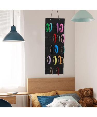 Tudomro Hanging Headband Organizer with 60 Elastic Bands - Bow Hanger for Girls Hair Bows - Felt Headband Holder (Black) - Buy Online on GoSupps.com