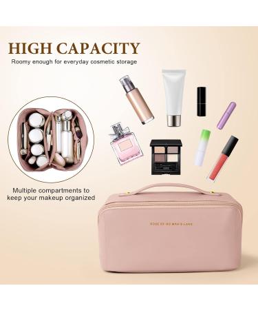 Aucuu Premium PU Cosmetic Travel Bag - Large Capacity & Waterproof - Dark Pink-2 - Buy Online on GoSupps.com