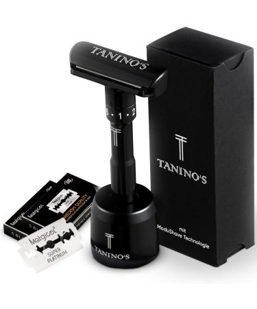 Tanino's razor plane men set 10 blades incl. - razor adjustable for all skin types |Safety single razor for gentle smooth shave with elegant storage stand |Wet razor