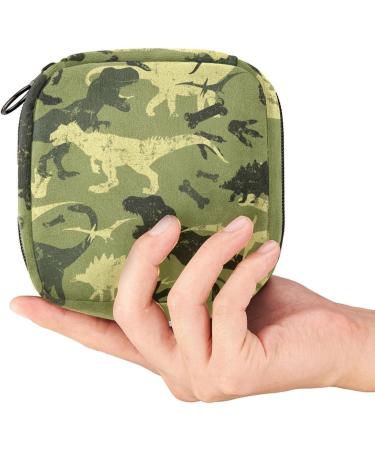 Camouflage Dinosaur Pattern Sanitary Napkin Storage Bag | Portable Menstrual Cup Pocket for Teenagers & Women - Buy Online on GoSupps.com