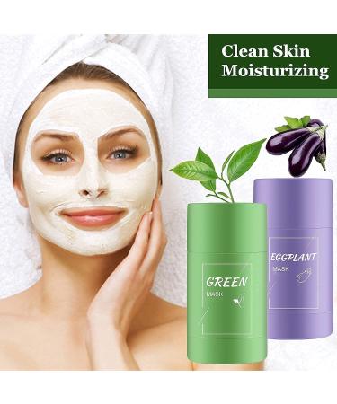 2PCs Green Tea Clay Mask Stick - Oil Control Acne Clearing & Blackhead Remover - Moisturizing Green Tea + Aubergine Formula for Flawless Skin - Buy Online on GoSupps.com