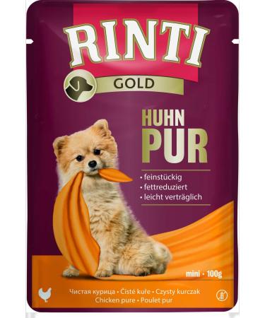 RINTI Gold Mini Pure Chicken | 10 x 100 g | Complete Food for Small Adult Dogs | Exclusively Chicken for Dogs with Sensitive Skin | in Fresh Pouch