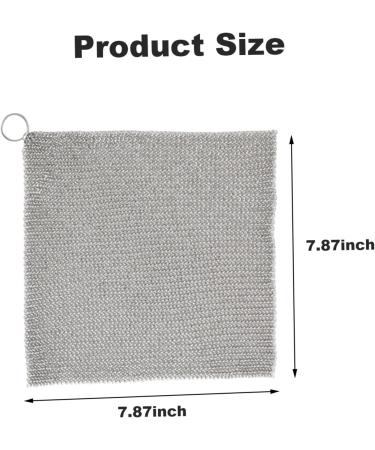 Cast Iron Cleaner Non-Scratch Stainless Steel Scourer 20x20 cm Nonstick Oil Chainmail Scrubber for Kitchen Pans Pot Griddles Skillets Cookware Chainmail Scrubber - Buy Online on GoSupps.com