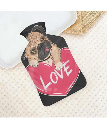 Pug Dog Lover Hot Water Bottle with Plush Cover - Hand Warmer for Adults & Kids | 26.5x15.3 cm - Buy Online on GoSupps.com