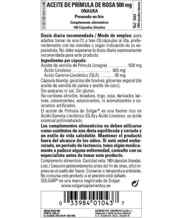 Solgar Evening Primrose Oil 500 mg Softgels - 180 Count - Women's Nutritional Support for Healthy Skin & Cardiovascular Health - Gluten & Dairy Free - Buy Online on GoSupps.com
