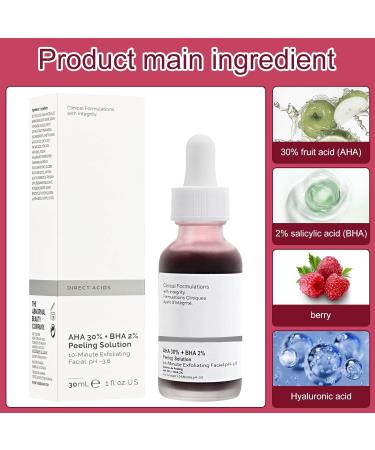 SPHERETRON AHA 30% + BHA 2% Peeling Solution 30 ml Fruit Acid Essence Liquid Exfoliating Skincare Skin Exfoliator Exfoliator Facial Serum Exfoliating Solution AHA 30% + BHA 2% - Buy Online on GoSupps.com