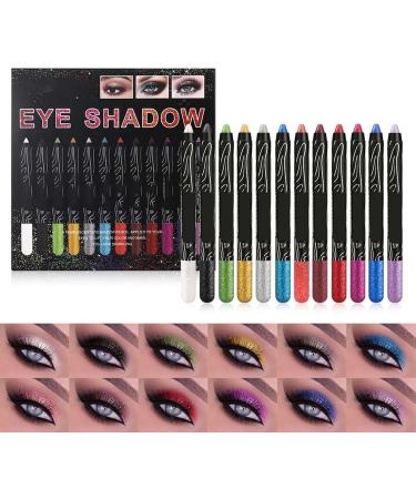 Eyeshadow Stick | Glitter Eye Shadow | Shimmer Eyeshadow Sticks Set Eye Highlighter Stick Eye Makeup Smudge-Proof High Pigmented For Halloween Makeup - Buy Online on GoSupps.com