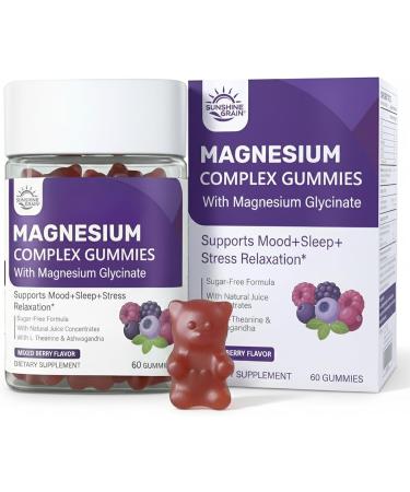 Magnesium Calm Gummies 300mg - 4-in-1 Magnesium Glycinate Citrate Malate & Taurate with Ashwagandha L-Theanine & Lemon Balm for Relaxation Mood & Zzz Support Sugar-Free Vegan | 60 Gummies - Buy Online on GoSupps.com