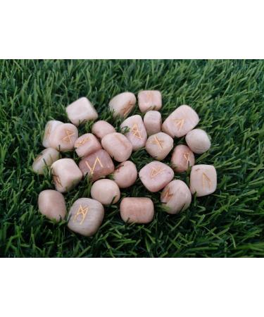 Sharvgun Peach Moonstone Rune Set 25 pi ces avec tableau en bois MDF runique grav lettrage symbolique pa en velours noir/rouge pochette incluse bo te cadeau - Buy Online on GoSupps.com