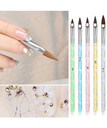 Acrylic Nail Brush Set - 5 Pcs Round Sable Design Art UV Gel DIY Brush Pen Tool Set No.4/6/8/10/12 - Buy Online on GoSupps.com