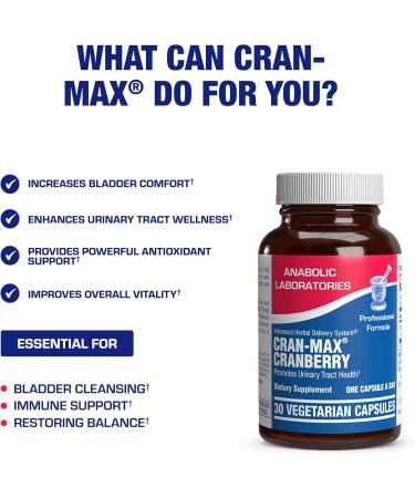 Cranberry Pills for Women Urinary Tract Health - Clinical Strength Cran-Max Cranberry Extract Capsules to Support Bladder Cleansing and Urinary Tract Health for Women - Super Potent Vegan & Non-GMO - Buy Online on GoSupps.com