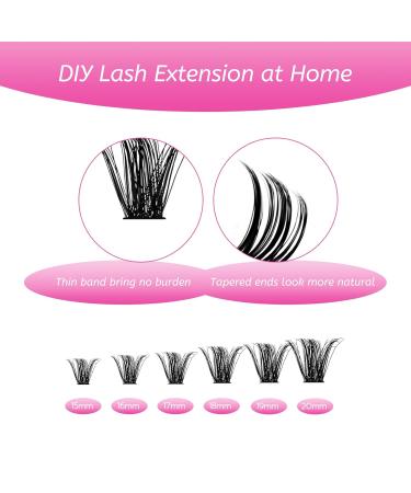 Fadlash 60D Cluster Eyelash Extensions - 200PCS DIY Single Eyelashes 0.07 C Curl 15-20mm for At-Home Application - Buy Online on GoSupps.com