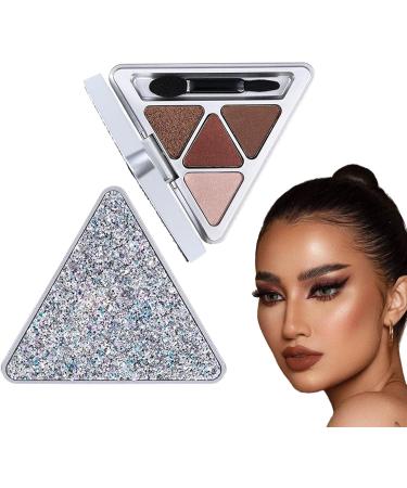 Natural Eyeshadow Palettes | 4 Colors Colorful Eyeshadow Palette | Professional Highly Pigmented Waterproof Glitter Makeup Palette Eye Shadow For Teens Beginners Travel Makeup Pochy F401#brown Kiss Secret Language - Buy Online on GoSupps.com