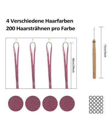 800 Glitter Strands of Hair Lametta | 120 cm Tinsel Hair Extensions | Pink & Purple Fairy Hair Kit - Buy Online on GoSupps.com